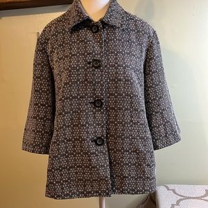 Coldwater creek tweed 3/4 sleeve front pockets button front blazer jacket